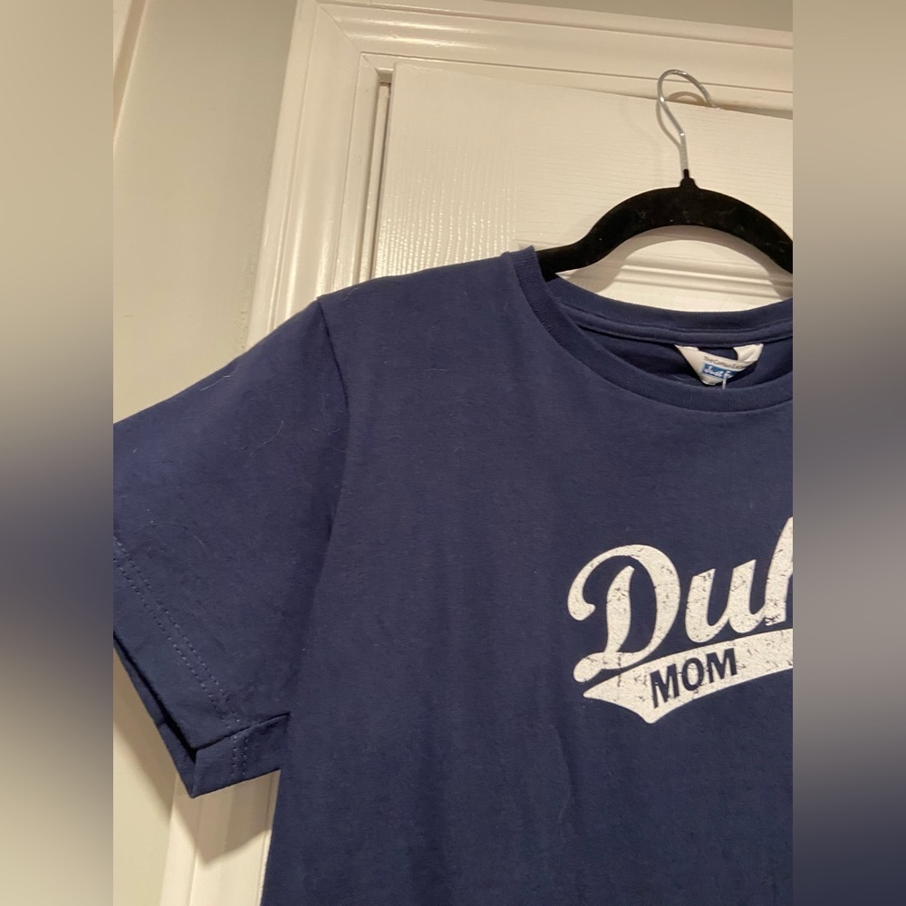 NWT Cotton Exchange Size L Duke Mom Navy Blue Graphic Print Tee Shirt - Picture 5 of 10